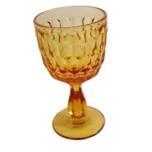 VINTAGE Fenton Amber Thumbprint Pattern Footed 6‎ 3/8" Goblet Glass 8oz